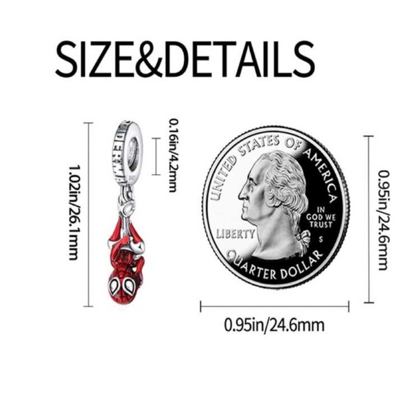 Women’s Disney 925 Sterling Silver Red SPIDER-MAN Charm/Pendant - NWT - Picture 3 of 5
